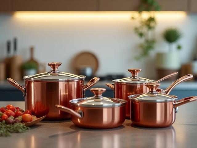 Premium cookware set displayed in a professional kitchen