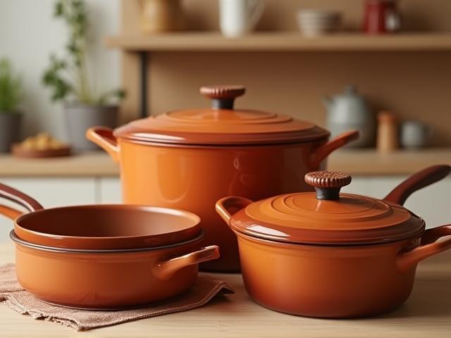 Hearthstone premium ceramic cookware set in rich earth tones